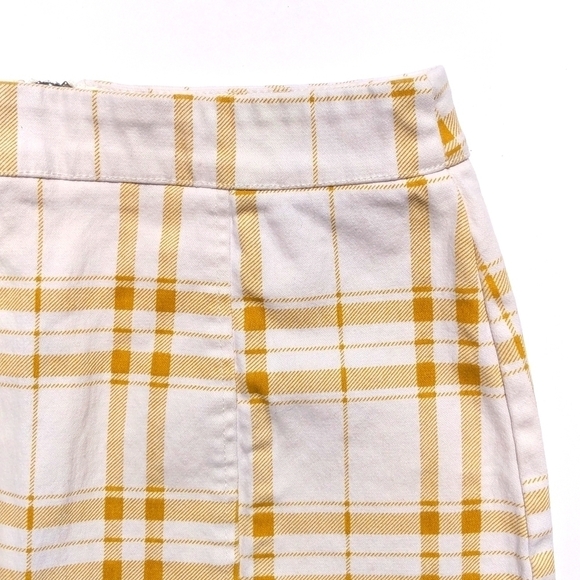 Forever 21 Plaid High Waisted Zip Up Front Mini Skirt White Yellow Medium - Picture 9 of 10